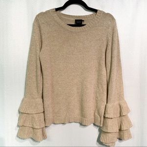 Cliche Tiered Bell Sleeve Wool Blend Sweater XS
